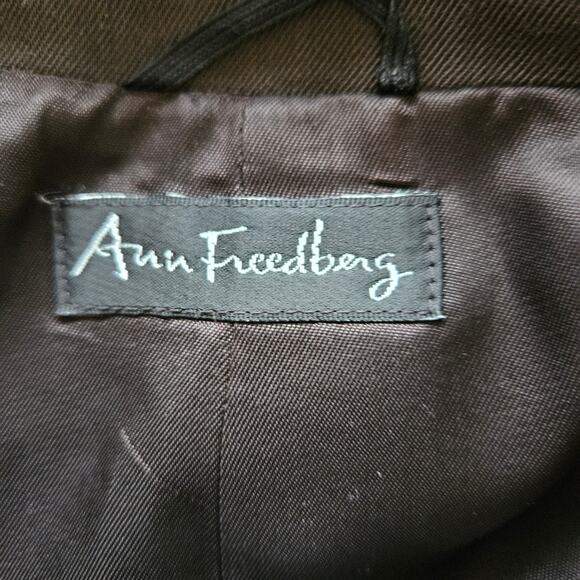 Ann Freedberg 100% Wool Double Breasted Long Line Chocolate Brown Blazer - Picture 5 of 10